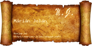 Márián Jolán névjegykártya